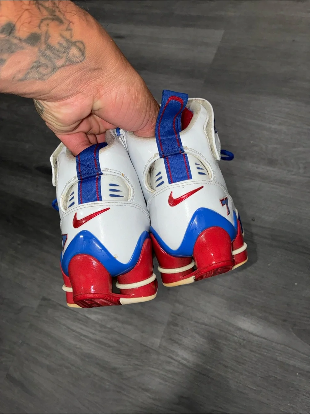 Nike White, Blue & Red High-Top Sneakers